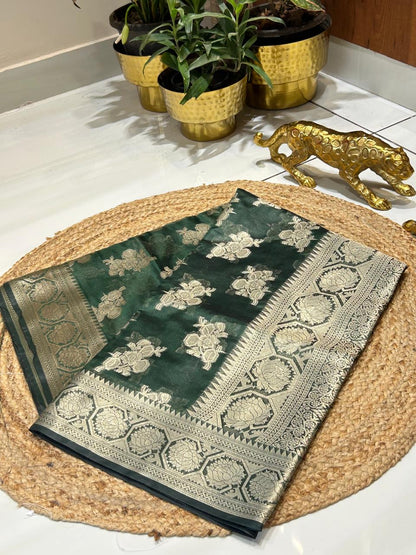 Green Banarasi Silk Saree
