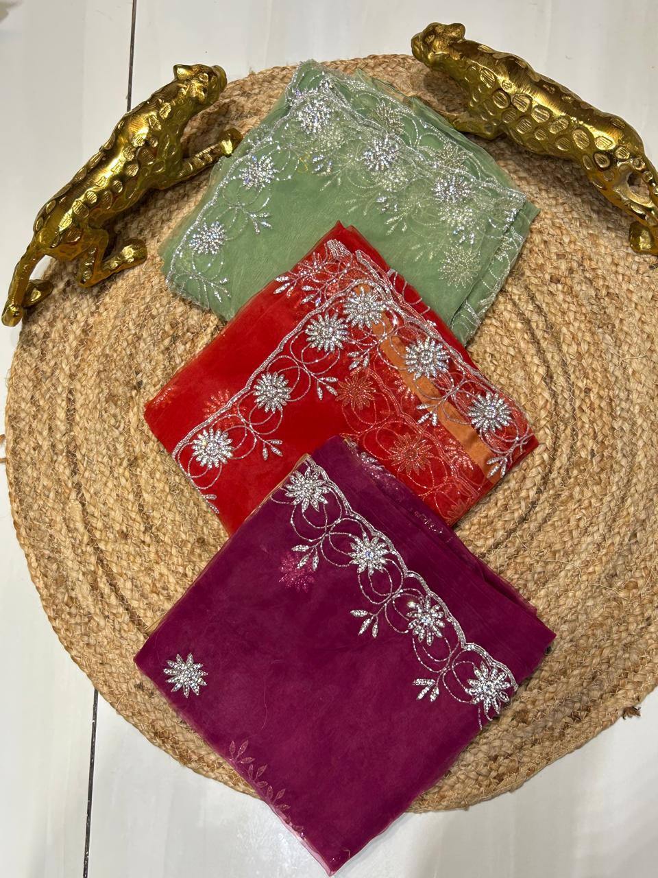 Premium Organza saree with Stone Work 🌺🌸