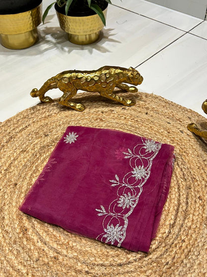 Premium Organza saree with Stone Work 🌺🌸