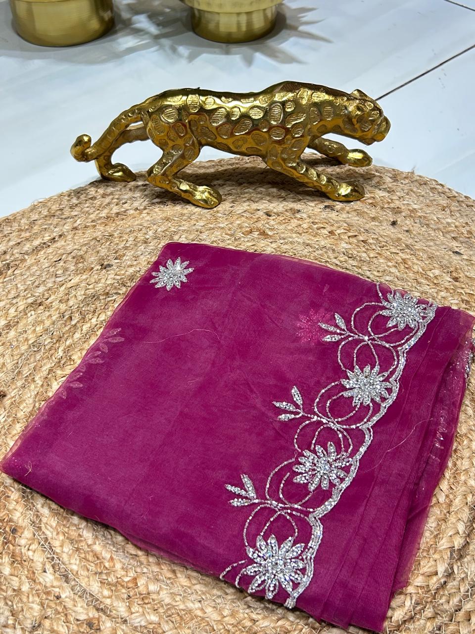 Premium Organza saree with Stone Work 🌺🌸