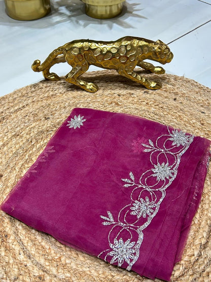 Premium Organza saree with Stone Work 🌺🌸