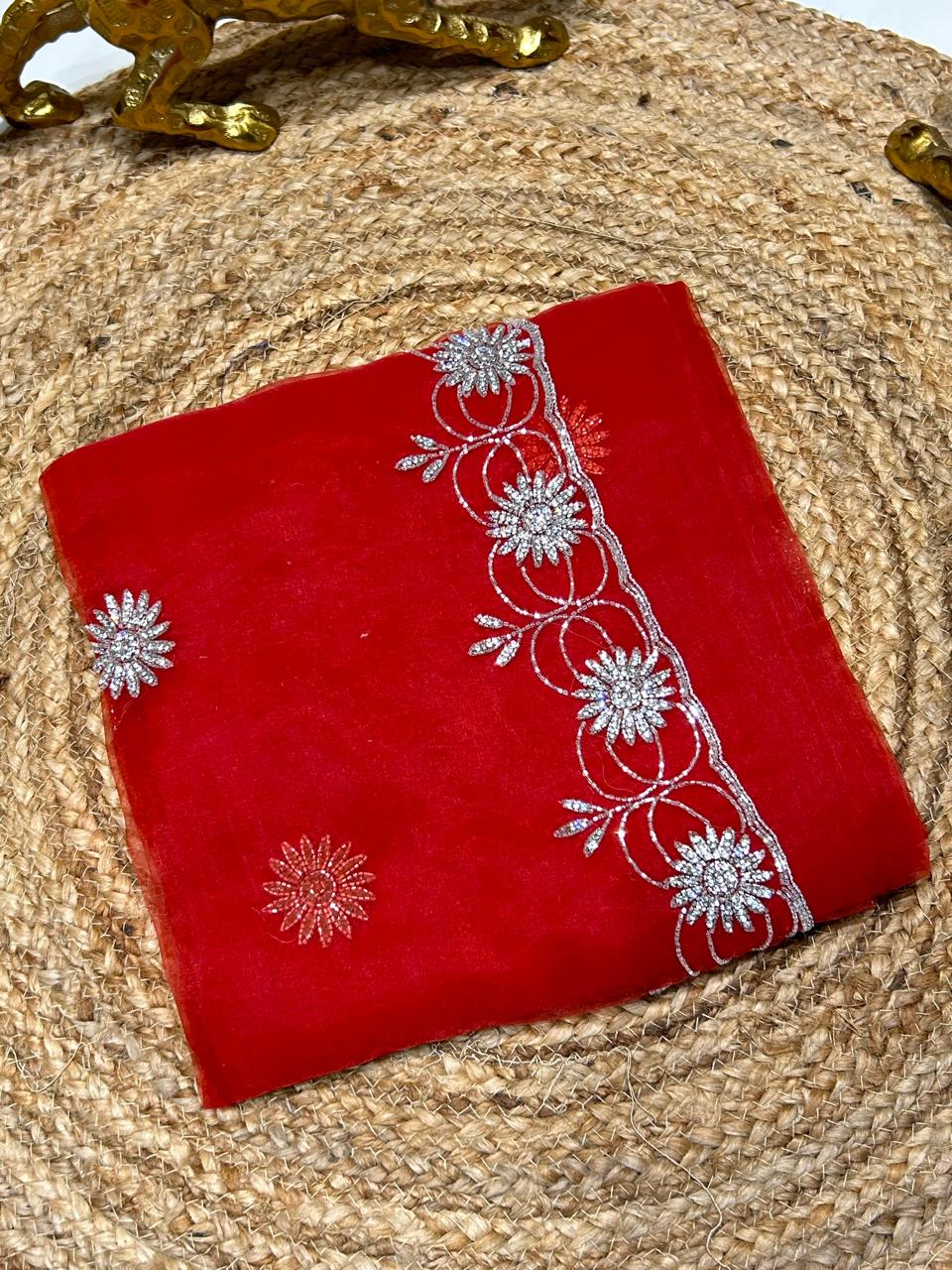 Premium Organza saree with Stone Work 🌺🌸