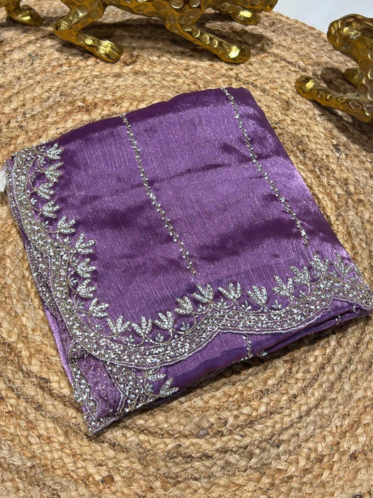 Premium Crush Tissue Silk Saree 🦋🪻