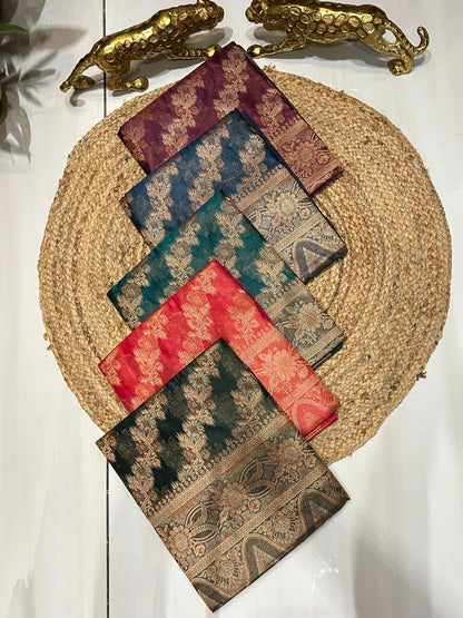 Banarasi Silk Saree with Zari Work✨🍁