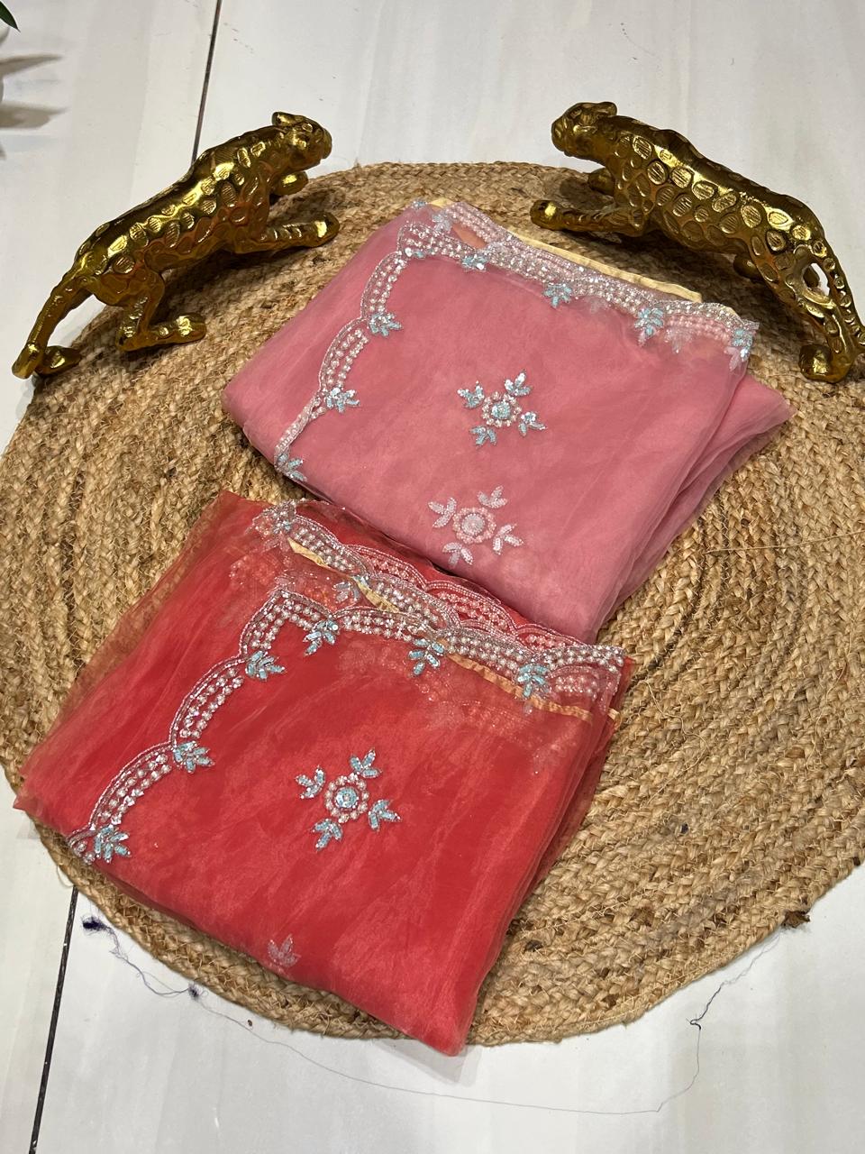 Premium Soft Organza with stone and pearl work🍇🫐