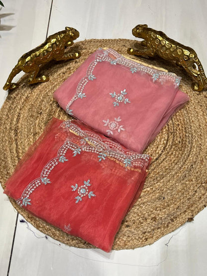 Premium Soft Organza with stone and pearl work🍇🫐