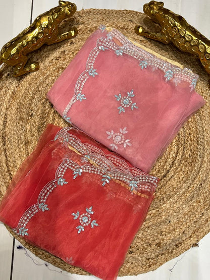 Premium Soft Organza with stone and pearl work🍇🫐