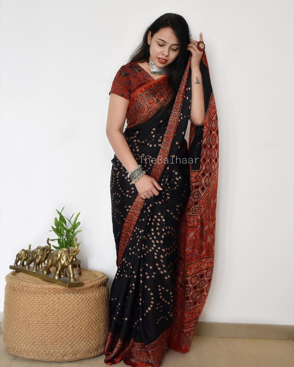 Tussar Silk Saree With Digital Print🫐🍇